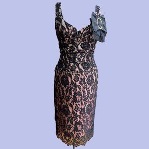RETRO lace illusion Nanette Lepore pencil dress, size 4  NWOT